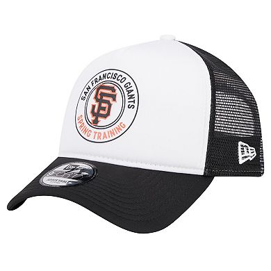 Men's New Era White/Black San Francisco Giants Spring Training Circle Foam A-Frame 9FORTY Trucker Adjustable Hat