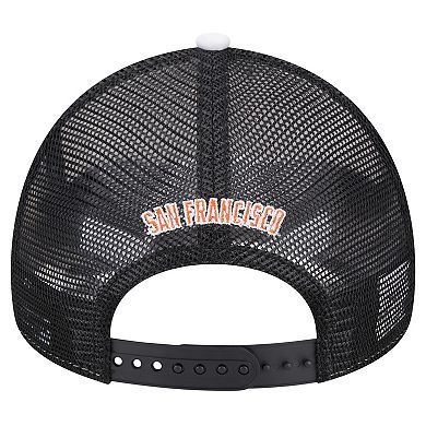Men's New Era White/Black San Francisco Giants Spring Training Circle Foam A-Frame 9FORTY Trucker Adjustable Hat