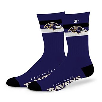 Unisex Starter Baltimore Ravens Team Color Two-Stripe Crew Socks
