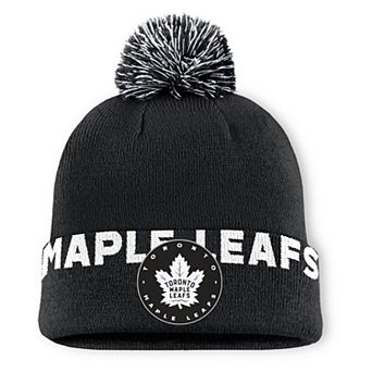 Men's Fanatics Black Toronto Maple Leafs Fundamental High Stick Cuffed Knit Hat with Pom