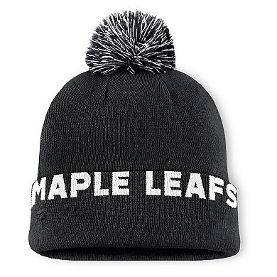 Men's Fanatics Black Toronto Maple Leafs Fundamental High Stick Cuffed Knit Hat with Pom