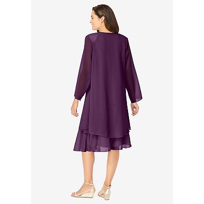 dresses women within Womens Plus Size Casual 48 lengthRayon Button-Front Elbow-Sleeve Knit Dress