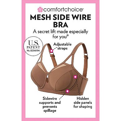Comfort Choice Women's Plus Size Full Coverage Mesh Side Wire Bra