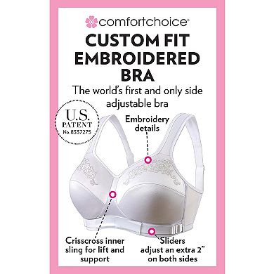 Comfort Choice Women's Plus Size The Embroidered Custom Fit Bra