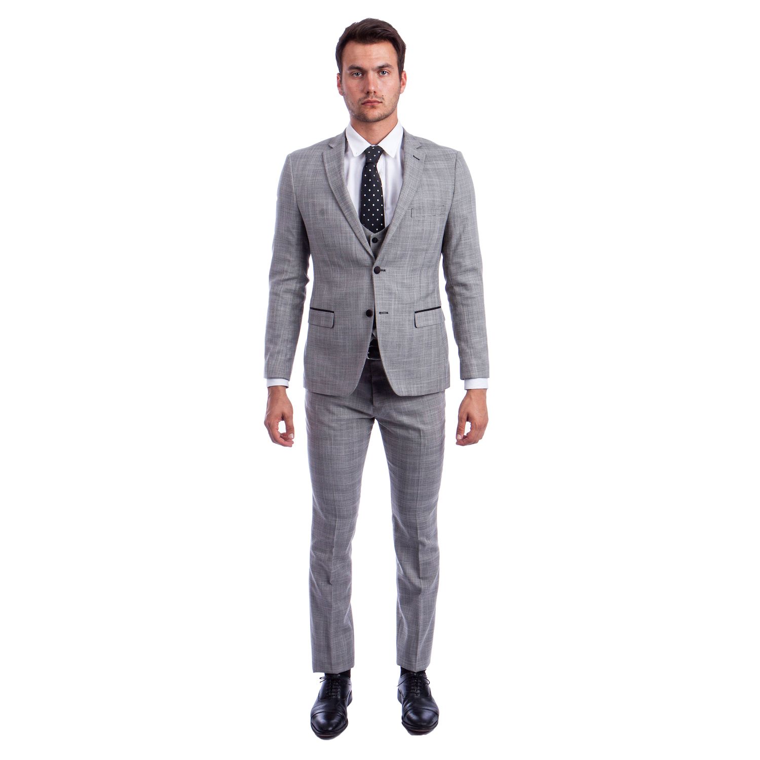 Men's 3-Piece Cross Hatch Skinny-Fit Suit Set