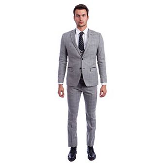 Men's 3 pc Cross Hatch Skinny-Fit Suit Set