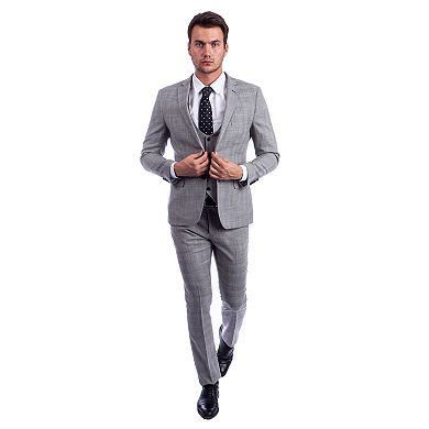 Men's 3-Piece Cross Hatch Skinny-Fit Suit Set