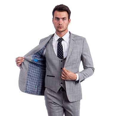 Men's 3-Piece Cross Hatch Skinny-Fit Suit Set