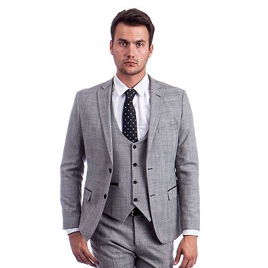 Men's 3-Piece Cross Hatch Skinny-Fit Suit Set