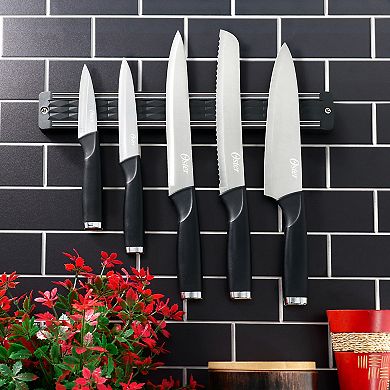 Bridgewall 7 Piece Magnetic Wall Mounted Stainless Steel Cutlery Set in Black with Knife Sharpener