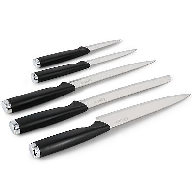 Bridgewall 7 Piece Magnetic Wall Mounted Stainless Steel Cutlery Set in Black with Knife Sharpener