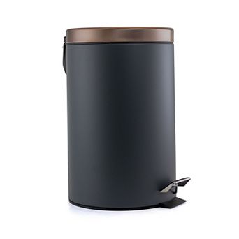 Elama 3 Gallon Stylish Grey and Copper Soft Pedal Office, Kitchen and Bathroom Trash Bin