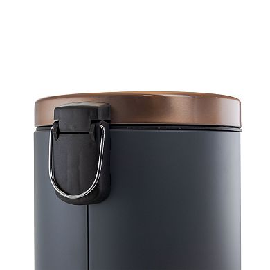 Elama 3 Gallon Stylish Grey and Copper Soft Pedal Office, Kitchen and Bathroom Trash Bin