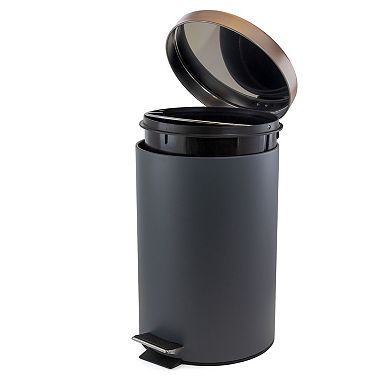 Elama 3 Gallon Stylish Grey and Copper Soft Pedal Office, Kitchen and Bathroom Trash Bin