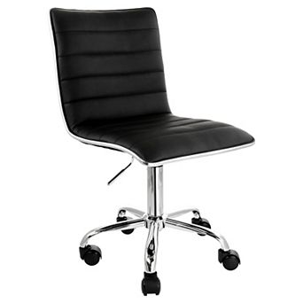 Elama Faux Leather Adjustable Rolling Office Chair in Black