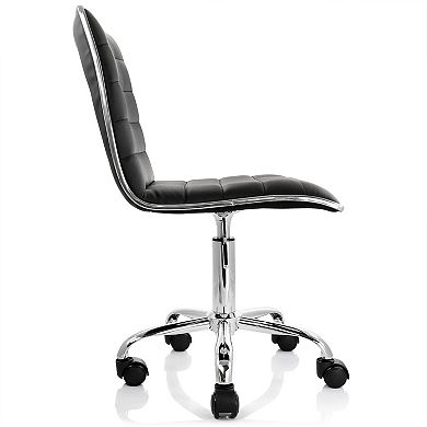 Elama Faux Leather Adjustable Rolling Office Chair in Black