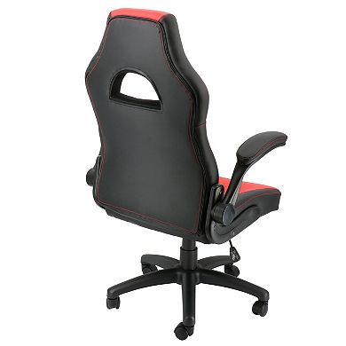 Elama High Back Adjustable Faux Leather Office Chair in Black and Red