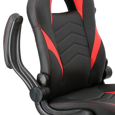 Elama High Back Adjustable Faux Leather Office Chair in Black and Red