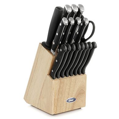 Ginley 18 Piece Stainless Steel Cutlery Set in Black with Pinewood Block