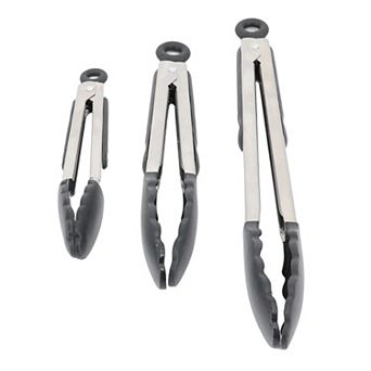 Baldwyn 3 pc Stainless Steel Kitchen Tongs Set in Black