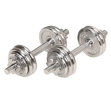 Sunny Health & Fitness 33 lb Chrome Dumbbell Set