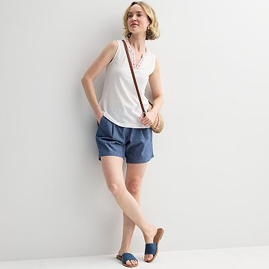 Women's Croft & Barrow® Embroidered Edge Tank Top