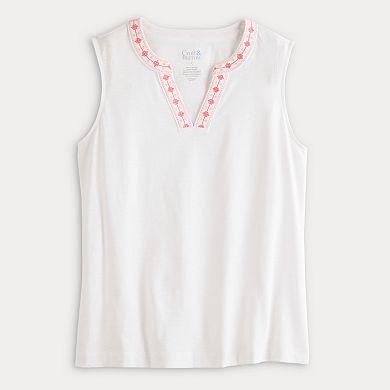 Women's Croft & Barrow® Embroidered Edge Tank Top