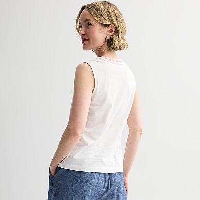 Women's Croft & Barrow® Embroidered Edge Tank Top