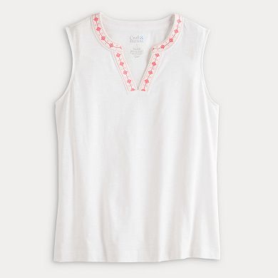Petite Croft & Barrow® Embroidered Edge Tank Top