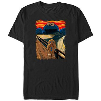 Big & Tall PBS Kids Sesame Street The Cookie Monster Chasing Gingerbread Man Cookie Graphic Tee