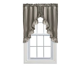 Stacey 1.5" Rod Pocket Solid Color Window Ruffled Swag 60"x38" Merlot