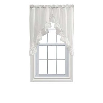 Stacey 1.5" Rod Pocket Solid Color Window Ruffled Swag 60"x38" Merlot