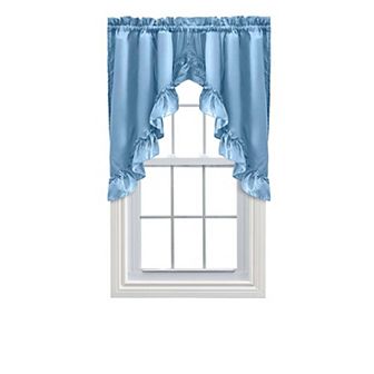 Stacey 1.5" Rod Pocket Solid Color Window Ruffled Swag 60"x38" Merlot