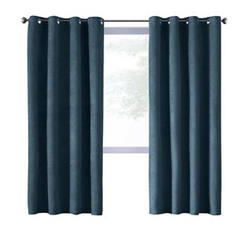 Navar Faux Suede Textured Blackout Window Treatment Grommet Curtain Panel For Bedroom Livingroom