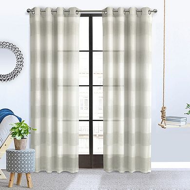 Smooth Textured Brighten Space Sheer Panel Grommet Curtain Panel