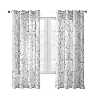 Liberty Whimsical Branch Motif Light Filtering Grommet Curtain Panel For Livingroom