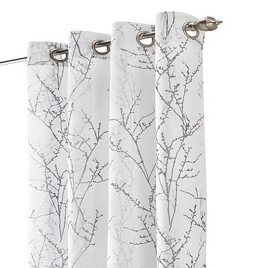 Liberty Whimsical Branch Motif Light Filtering Grommet Curtain Panel For Livingroom