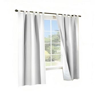 Weather Insulated Cotton Fabric Tab Curtain Panels Pair