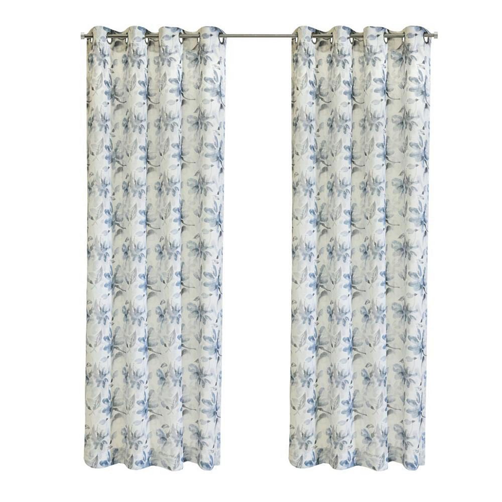 Floral Pattern Cream Sheer Curtain Panel