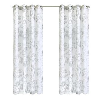 Kyoto Floral Print Soothing Tones Light Filtering Grommet Curtain Panel For Bedroom