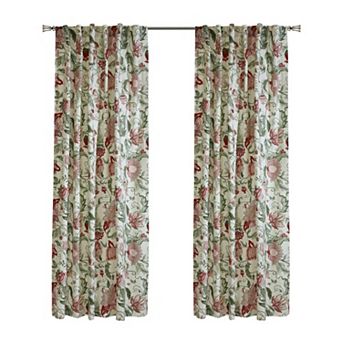 Jacobean Garden Jacobean Print Design Light Filtering Dual Header Curtain Panel For Livingroom