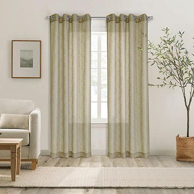 Boucle Raised Slub Texture Exclusive Sheer Grommet Curtain Panel