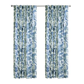 Jacobean Garden Jacobean Print Design Light Filtering Dual Header Curtain Panel