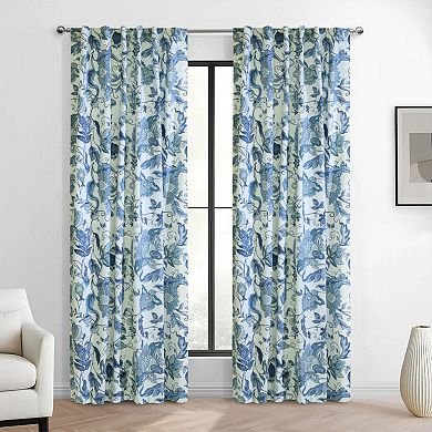 Jacobean Garden Jacobean Print Design Light Filtering Dual Header Curtain Panel