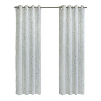 Ivy Light Filtering Grommet Botanical Motif Print Curtain Panel For Livingroom
