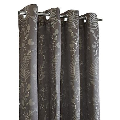 Botanical Inspired Jacquard Pattern Light Filtering Grommet Curtain Panel