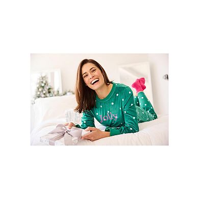 Dreams & Co. Plus Size Velour Pajama With Free Fuzzy Socks