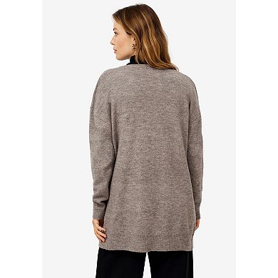 ellos Plus Size Long Open Cardigan With Pockets