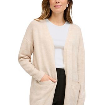 ellos Plus Size Long Open Cardigan With Pockets