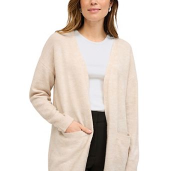 ellos Plus Size Long Open Cardigan With Pockets